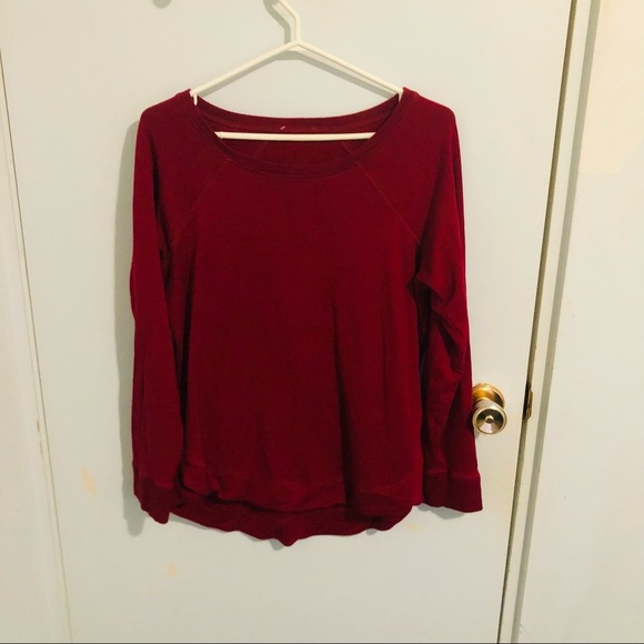 Maroon Pullover High-Low Thermal Scoop Neck Sweater- Ricki’s​ - Picture 3 of 5
